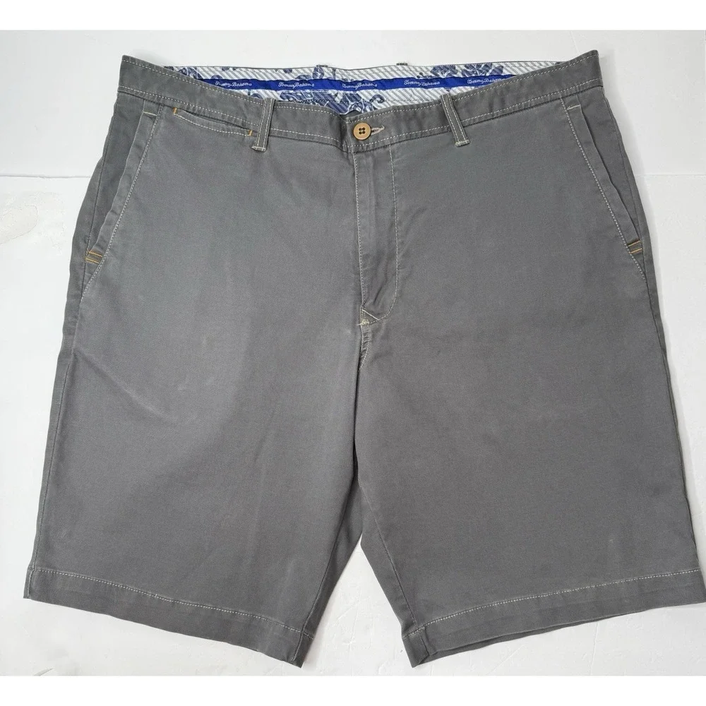 Tommy Bahama Mens Boracay Chino Short Size 38 Gray Preppy Travel Dad Stretch